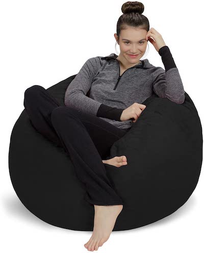 Sofa Sack - Plush, Ultra Soft Bean Bag Chair –Black 3'