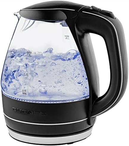 OVENTE Glass Electric Kettle: Fast Boiling Water Heater – Black KG83B