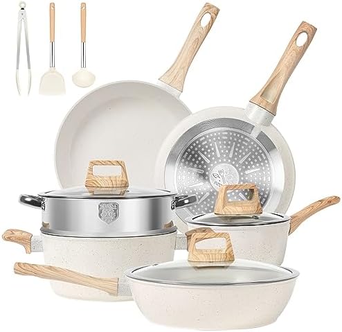 Non Stick Cookware Set: SODAY 12 Pcs Induction Granite Cooking Set