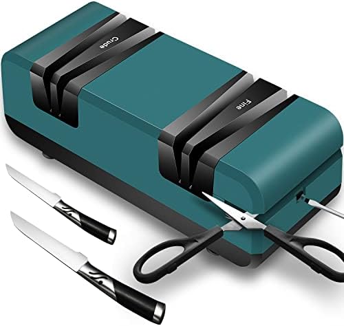 Enutogo Knife Sharpener: Pro Electric Sharpener for Kitchen, 2-Stages, Replaceable Wheels for Scissors & Screwdrivers