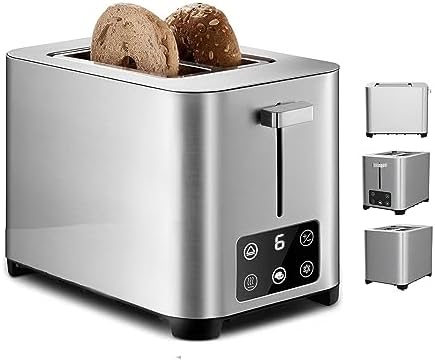 Touchscreen Toaster: 2 Slice Stainless Steel with LED Display & 6 Browning Settings