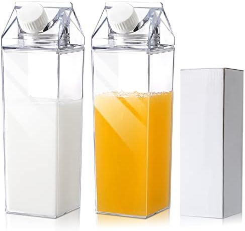 17 oz Milk Carton Water Bottles: Clear, Portable Reusable Containers for Outdoor Activities