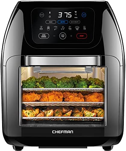 Chefman Air Fryer: Multifunctional Digital Oven with Rotisserie, Dehydrator, and Convection. 17 Presets for Fry, Roast, Dehydrate, Bake.
