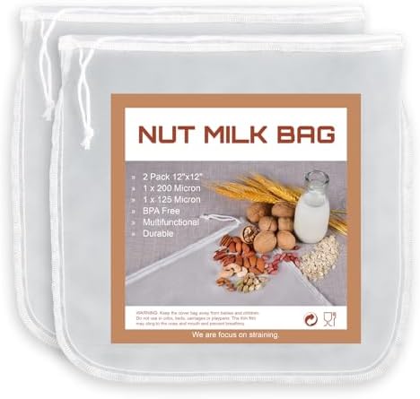 SANTOW Nut Milk Bag Duo: Reusable Food Strainer Bags