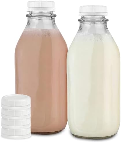 Glass Milk Bottles: Versatile 32-Oz Jars with Lids