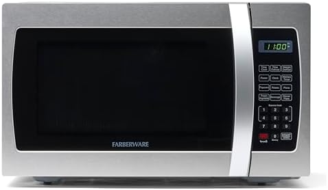 Farberware 1000W 1.3 Cu. Ft. Microwave: LED Lighting, Child Lock, Stainless Steel