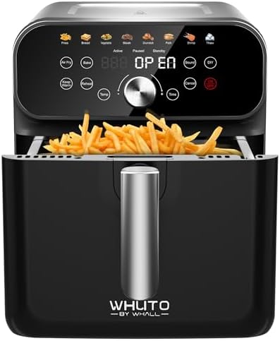 6QT Air Fryer Oven: 12 Preset Functions, LED Touchscreen, Stainless Steel/Black&SIlver