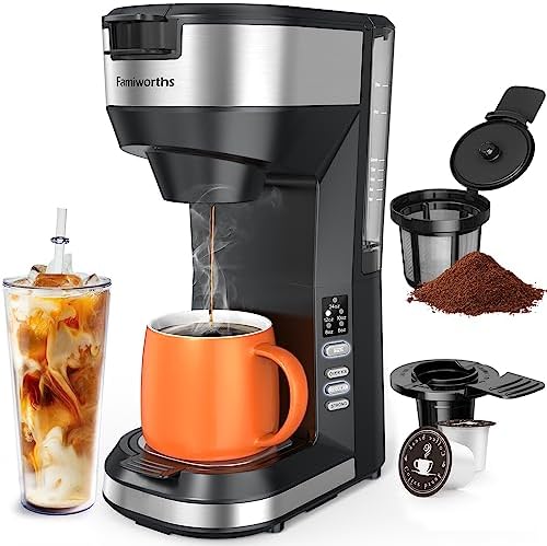 Famiworths Hot and Iced Coffee Maker: 4-5 Cups, Single-serve Brewers, 30oz Reservoir